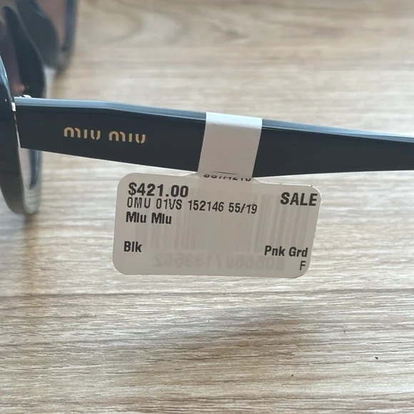 Brand New Miu Miu Sunglasses OMU 01VS 152146 55/19  PNK GRD Black Generic Case - Picture 11 of 11